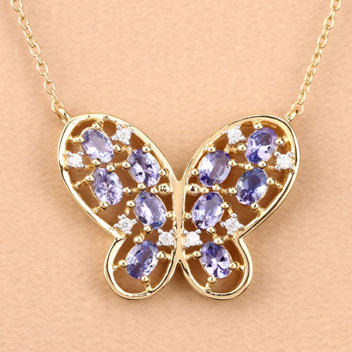 1.86 Carat Genuine Tanzanite and White Zircon .925 Sterling Silver Necklace Bids.com
