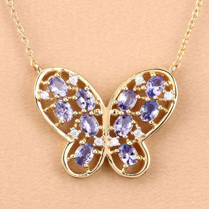 1.86 Carat Genuine Tanzanite and White Zircon .925 Sterling Silver Necklace Bids.com