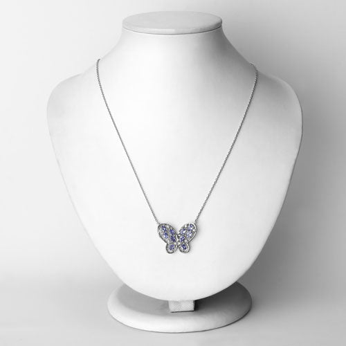 1.86 Carat Genuine Tanzanite and White Zircon .925 Sterling Silver Necklace Bids.com