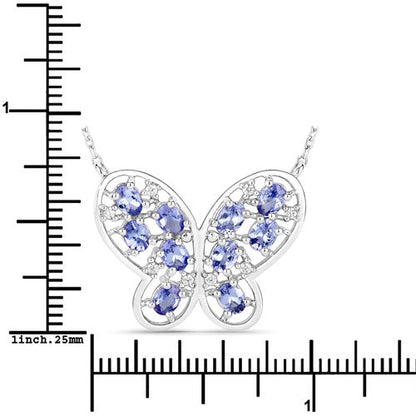 1.86 Carat Genuine Tanzanite and White Zircon .925 Sterling Silver Necklace Bids.com