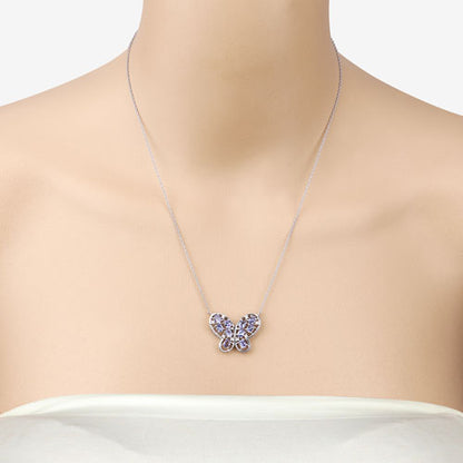 1.86 Carat Genuine Tanzanite and White Zircon .925 Sterling Silver Necklace Bids.com