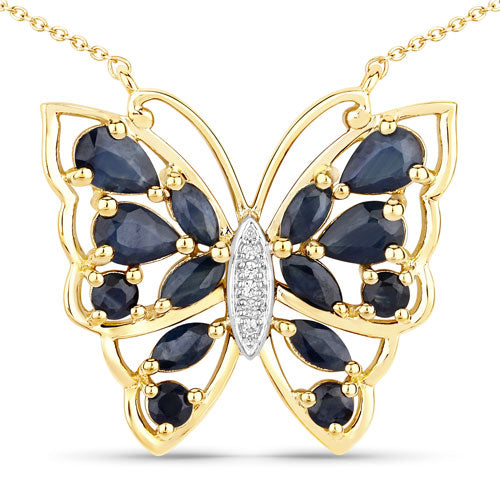 2.94 Carat Genuine Blue Sapphire and White Zircon .925 Sterling Silver Necklace Bids.com
