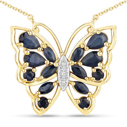 2.94 Carat Genuine Blue Sapphire and White Zircon .925 Sterling Silver Necklace Bids.com