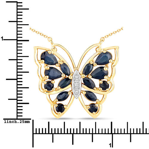 2.94 Carat Genuine Blue Sapphire and White Zircon .925 Sterling Silver Necklace Bids.com