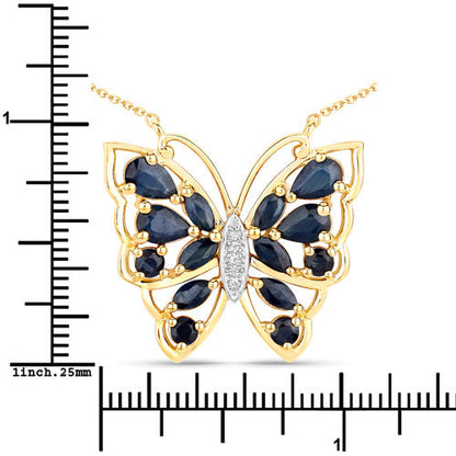 2.94 Carat Genuine Blue Sapphire and White Zircon .925 Sterling Silver Necklace Bids.com