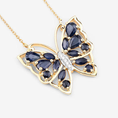 2.94 Carat Genuine Blue Sapphire and White Zircon .925 Sterling Silver Necklace Bids.com