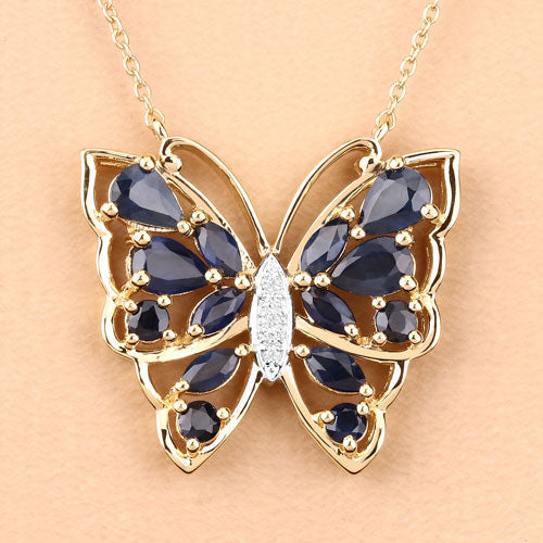 2.94 Carat Genuine Blue Sapphire and White Zircon .925 Sterling Silver Necklace Bids.com