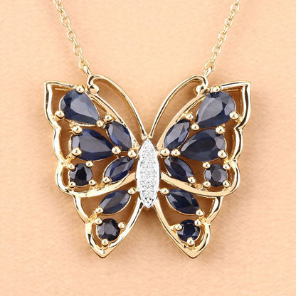 2.94 Carat Genuine Blue Sapphire and White Zircon .925 Sterling Silver Necklace Bids.com