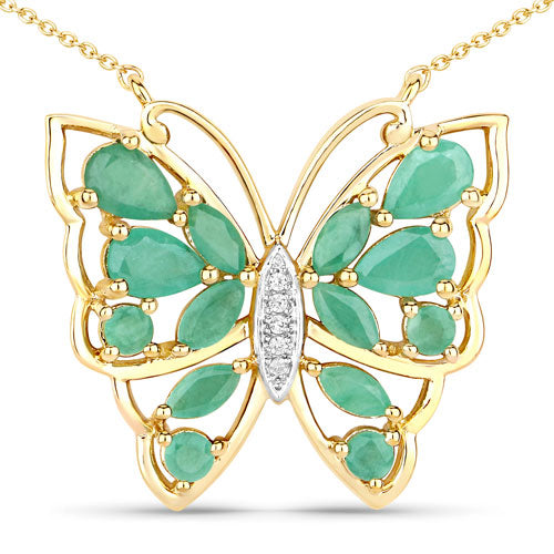 2.60 Carat Genuine Emerald and White Zircon .925 Sterling Silver Necklace Bids.com