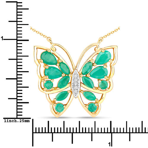 2.60 Carat Genuine Emerald and White Zircon .925 Sterling Silver Necklace Bids.com