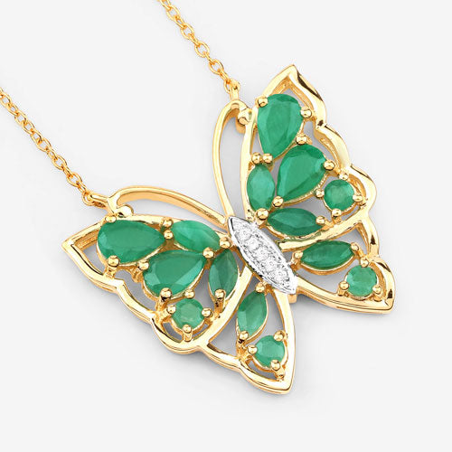 2.60 Carat Genuine Emerald and White Zircon .925 Sterling Silver Necklace Bids.com