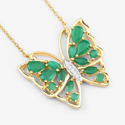2.60 Carat Genuine Emerald and White Zircon .925 Sterling Silver Necklace Bids.com