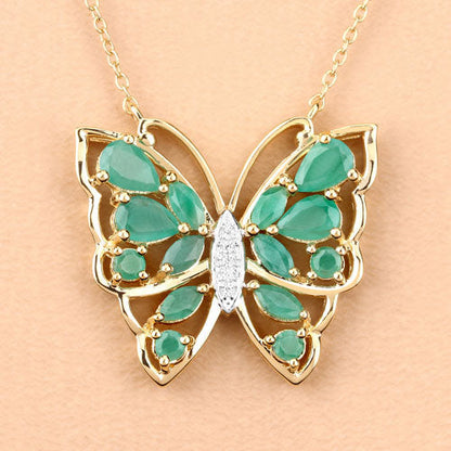 2.60 Carat Genuine Emerald and White Zircon .925 Sterling Silver Necklace Bids.com