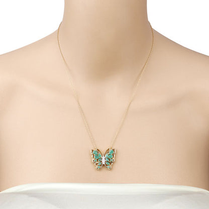 2.60 Carat Genuine Emerald and White Zircon .925 Sterling Silver Necklace Bids.com