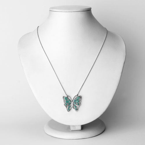 2.60 Carat Genuine Emerald and White Zircon .925 Sterling Silver Necklace Bids.com