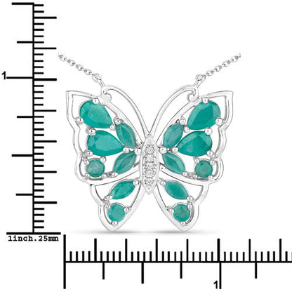 2.60 Carat Genuine Emerald and White Zircon .925 Sterling Silver Necklace Bids.com