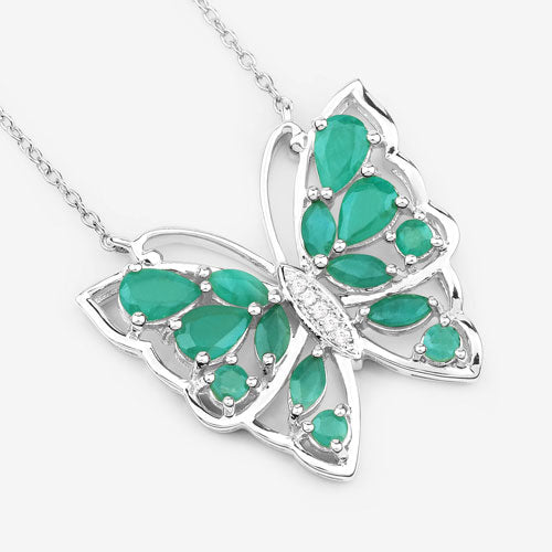 2.60 Carat Genuine Emerald and White Zircon .925 Sterling Silver Necklace Bids.com
