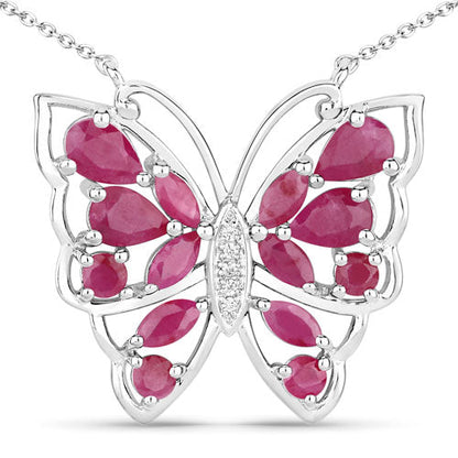 2.88 Carat Genuine Ruby and White Zircon .925 Sterling Silver Necklace Bids.com