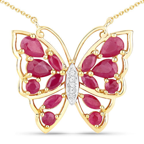 2.88 Carat Genuine Ruby and White Zircon .925 Sterling Silver Necklace Bids.com