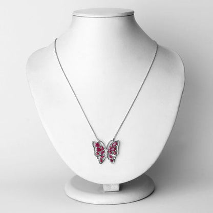 2.88 Carat Genuine Ruby and White Zircon .925 Sterling Silver Necklace Bids.com