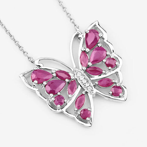 2.88 Carat Genuine Ruby and White Zircon .925 Sterling Silver Necklace Bids.com