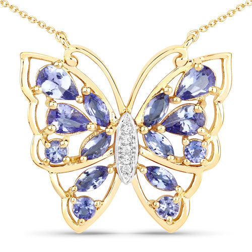 2.76 Carat Genuine Tanzanite and White Zircon .925 Sterling Silver Necklace Bids.com