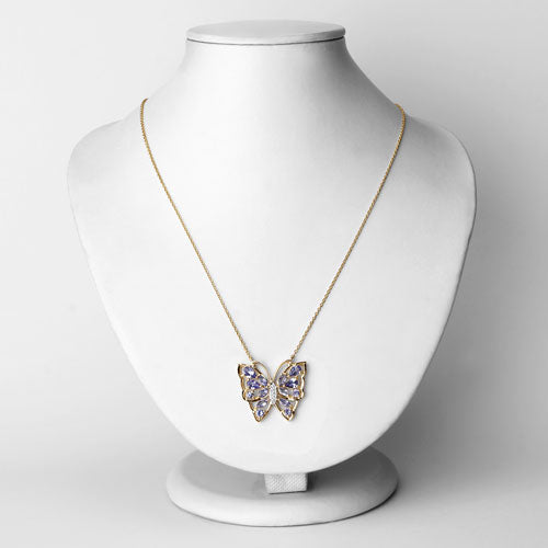 2.76 Carat Genuine Tanzanite and White Zircon .925 Sterling Silver Necklace Bids.com