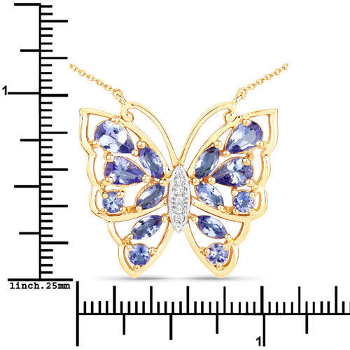 2.76 Carat Genuine Tanzanite and White Zircon .925 Sterling Silver Necklace Bids.com