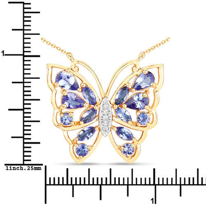 2.76 Carat Genuine Tanzanite and White Zircon .925 Sterling Silver Necklace Bids.com