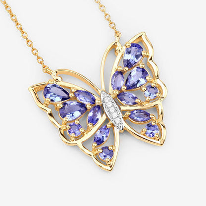 2.76 Carat Genuine Tanzanite and White Zircon .925 Sterling Silver Necklace Bids.com