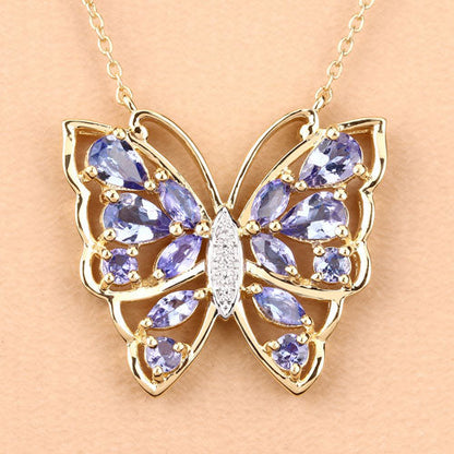 2.76 Carat Genuine Tanzanite and White Zircon .925 Sterling Silver Necklace Bids.com