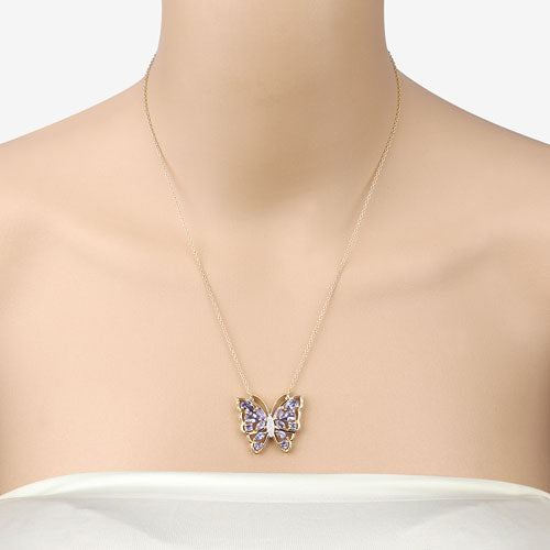2.76 Carat Genuine Tanzanite and White Zircon .925 Sterling Silver Necklace Bids.com