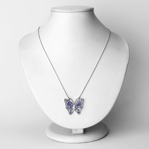 2.76 Carat Genuine Tanzanite and White Zircon .925 Sterling Silver Necklace Bids.com