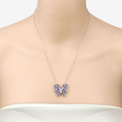 2.76 Carat Genuine Tanzanite and White Zircon .925 Sterling Silver Necklace Bids.com