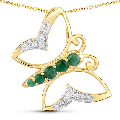 0.51 Carat Genuine Emerald and White Zircon .925 Sterling Silver Necklace Bids.com