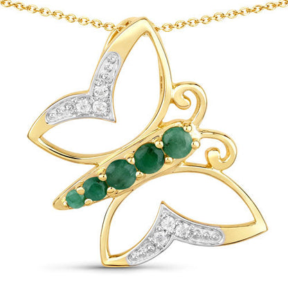 0.51 Carat Genuine Emerald and White Zircon .925 Sterling Silver Necklace Bids.com