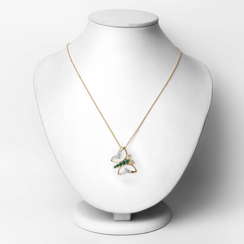 0.51 Carat Genuine Emerald and White Zircon .925 Sterling Silver Necklace Bids.com