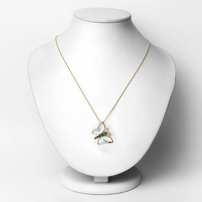 0.51 Carat Genuine Emerald and White Zircon .925 Sterling Silver Necklace Bids.com