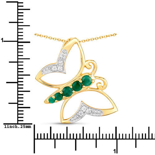 0.51 Carat Genuine Emerald and White Zircon .925 Sterling Silver Necklace Bids.com