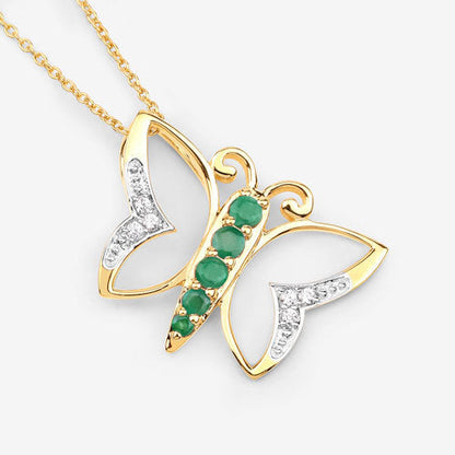 0.51 Carat Genuine Emerald and White Zircon .925 Sterling Silver Necklace Bids.com