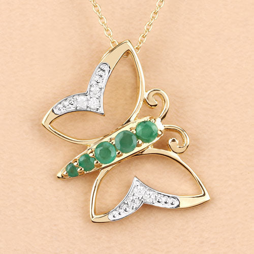 0.51 Carat Genuine Emerald and White Zircon .925 Sterling Silver Necklace Bids.com