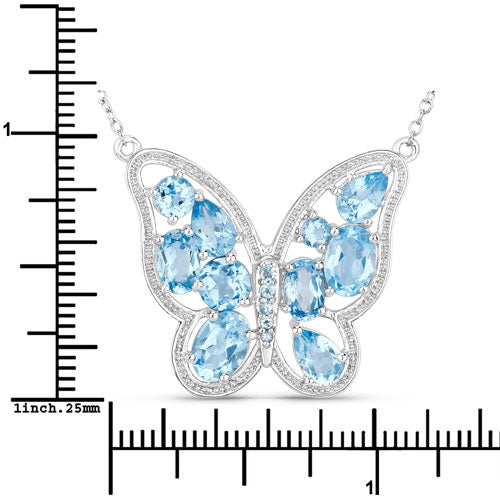 5.54 Carat Genuine Swiss Blue Topaz .925 Sterling Silver Necklace Bids.com