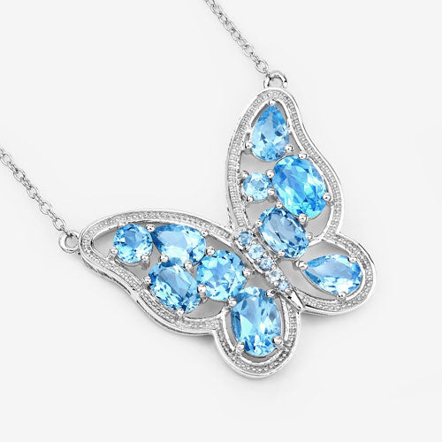 5.54 Carat Genuine Swiss Blue Topaz .925 Sterling Silver Necklace Bids.com