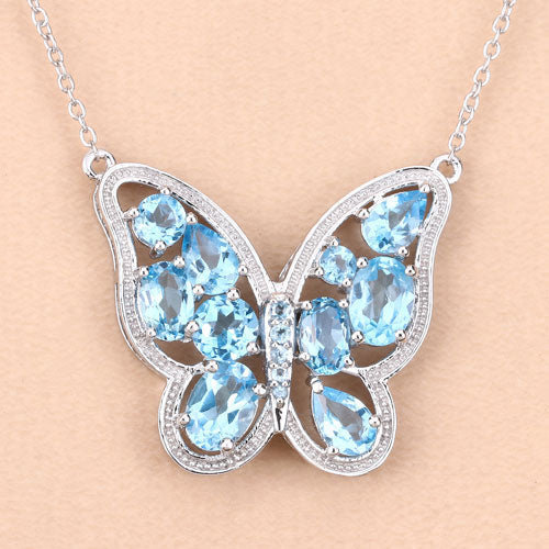 5.54 Carat Genuine Swiss Blue Topaz .925 Sterling Silver Necklace Bids.com