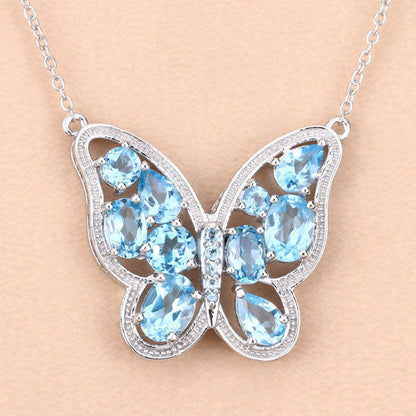 5.54 Carat Genuine Swiss Blue Topaz .925 Sterling Silver Necklace Bids.com