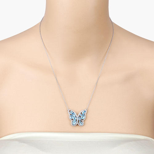 5.54 Carat Genuine Swiss Blue Topaz .925 Sterling Silver Necklace Bids.com