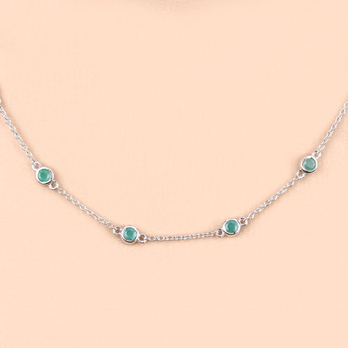 1.80 Carat Genuine Emerald .925 Sterling Silver Necklace Bids.com