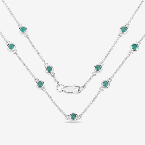 1.80 Carat Genuine Emerald .925 Sterling Silver Necklace Bids.com