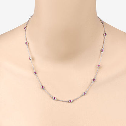 2.34 Carat Genuine Ruby .925 Sterling Silver Necklace Bids.com