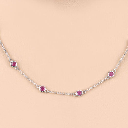 2.34 Carat Genuine Ruby .925 Sterling Silver Necklace Bids.com